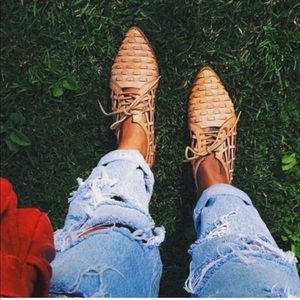 Blush Woven Lace Up Oxfords